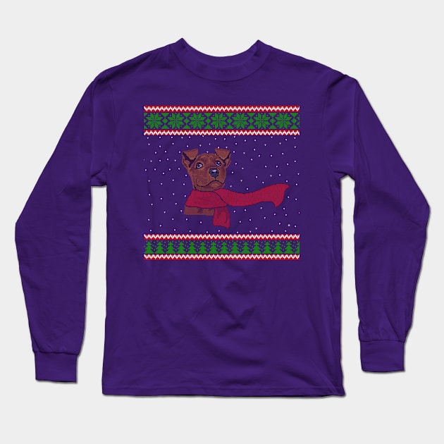 Knitted Snow Puppy Long Sleeve T-Shirt by VectorInk